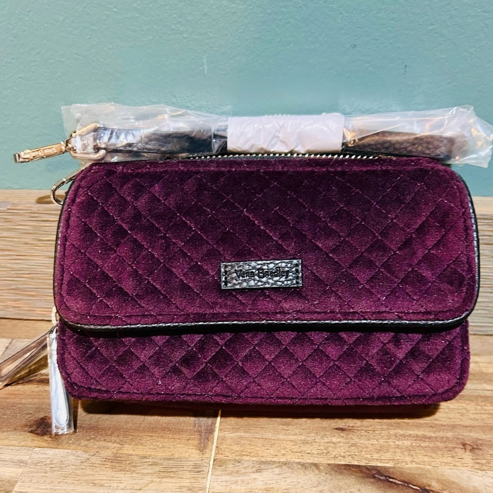 Vera Bradley Quilted Crossbody Wallet – Wine / Plum Purple - Picture 2 of 4